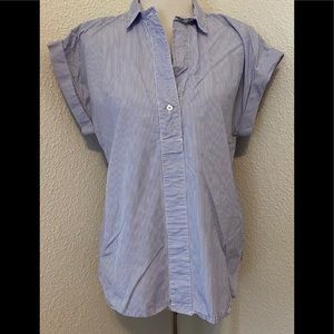 J.Crew Striped Shirt Size 12 Cuffed Short Sleeves